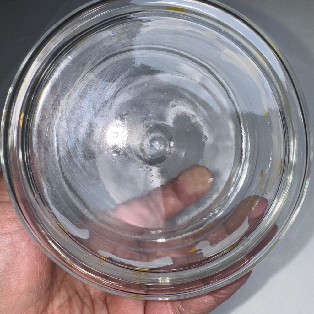Vintage Clear Glass Goose Canister Jar with Lid White Geese Blue Bows 4.5 Inch - Picture 8 of 8
